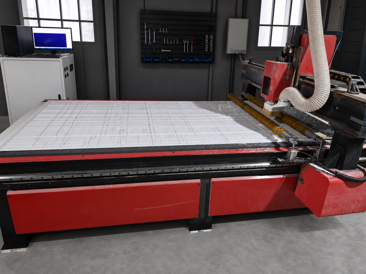 CNC 切割机正在加工板材