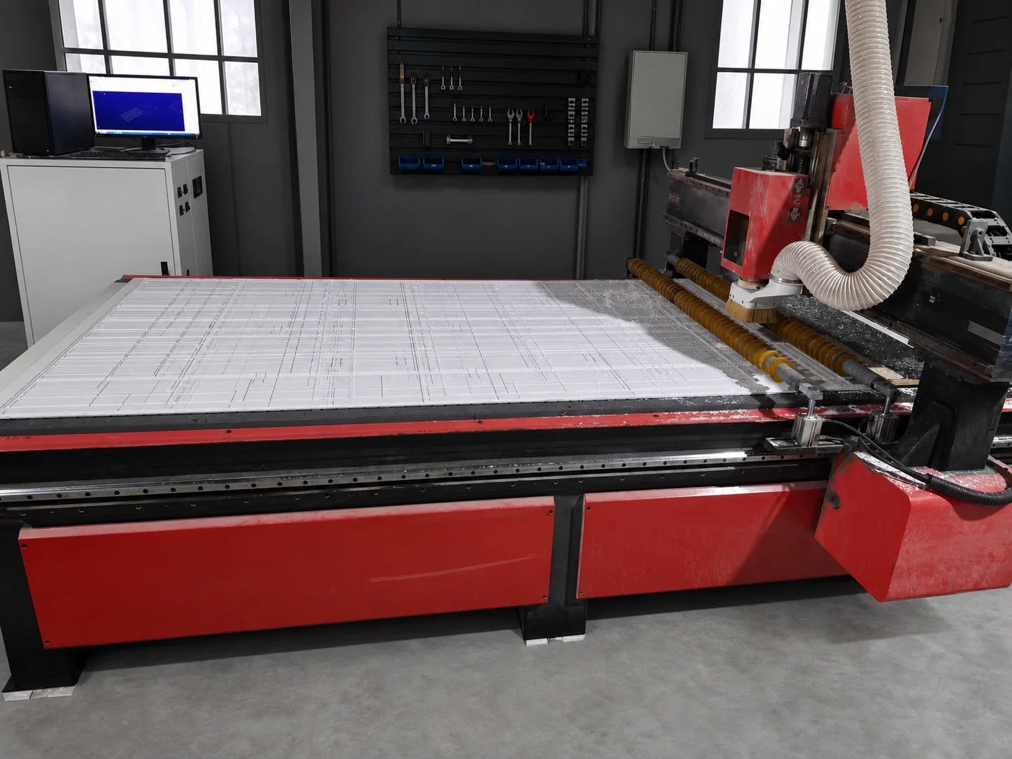 CNC 切割机正在加工板材